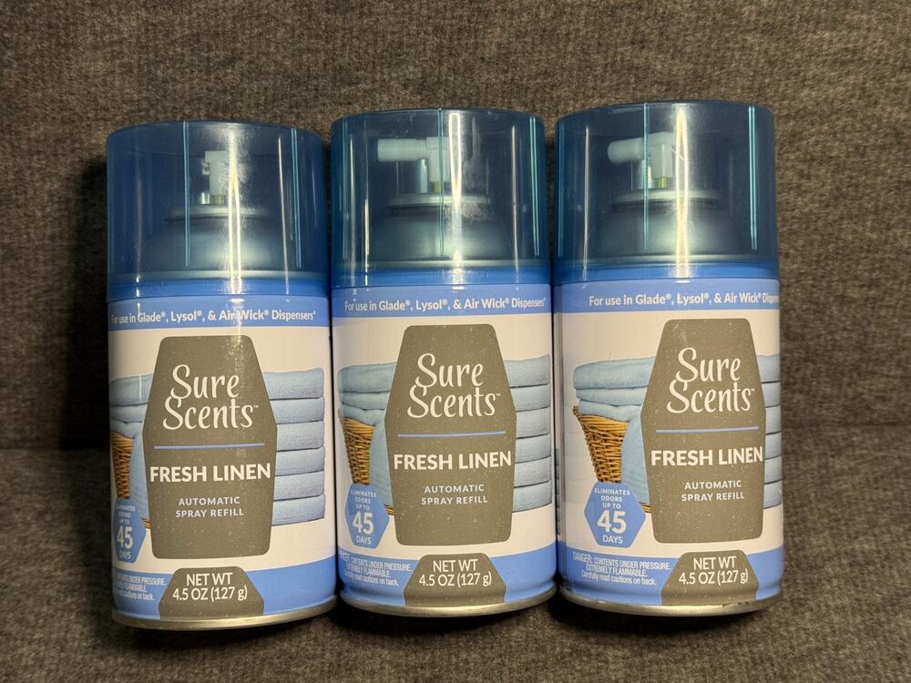 Sure Scents Fresh Linen Automatic Spray Refill 4.5oz For Glade/Lysol/AirWick - 3